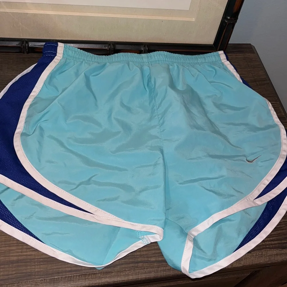 Nike Dri Fit Light & Dark Blue, White Trim Running Shorts sz XS EUC